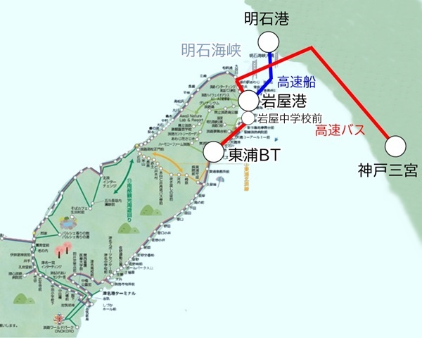 JR高速バス、高速船ジェノバラインの淡路島往復割引きっぷ（北淡路バス乗り放題きっぷ、花・食めぐり切符、明石海峡・島たびパス）の内容、値段、発売期間、購入方法