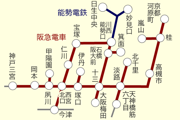 「トムとジェリー×阪急電車・阪急バス全線1日乗車券」の乗り放題範囲